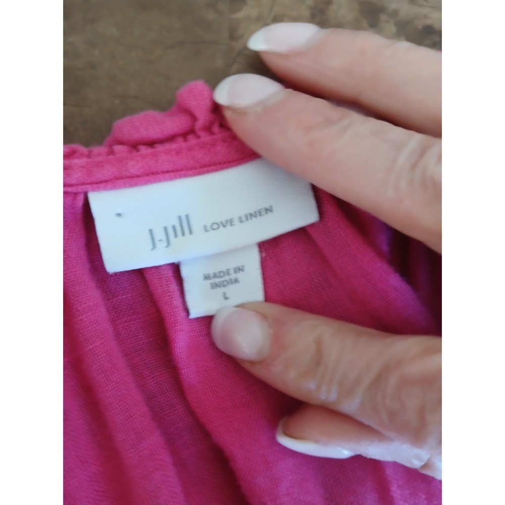 J. Jill Lovelinen Pink Linen Top 3/4 Sleeve  Casual Lightweight Blouse Large - Picture 5 of 7